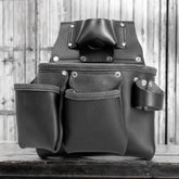 Black Leather 3-Pouch Tool Bag