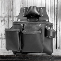 Black Leather 3-Pouch Tool Bag