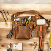 CraftPro Leather Carpenter Belt with multiple tool compartments