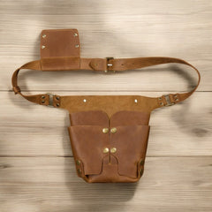 High-quality leather carpenter belt with rust-free hardware