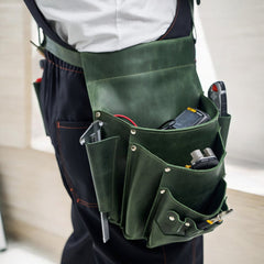Stylish and functional WoodCraft Leather Tool Belt on job site