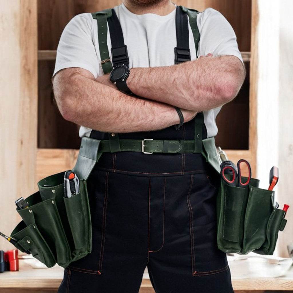 WoodCraft Leather Tool Belt with reinforced stitching and rust-free hardware