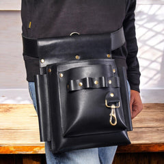 Cowhide leather tool belt for electricians and carpenters