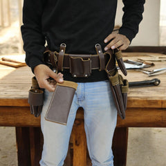 front pocket leather belt