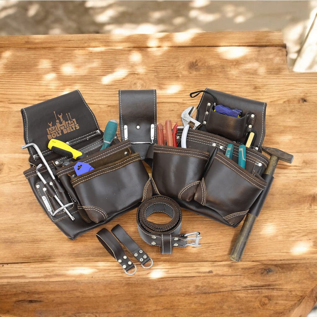 HardCore 10-Pockets Leather Work Belt for Construction