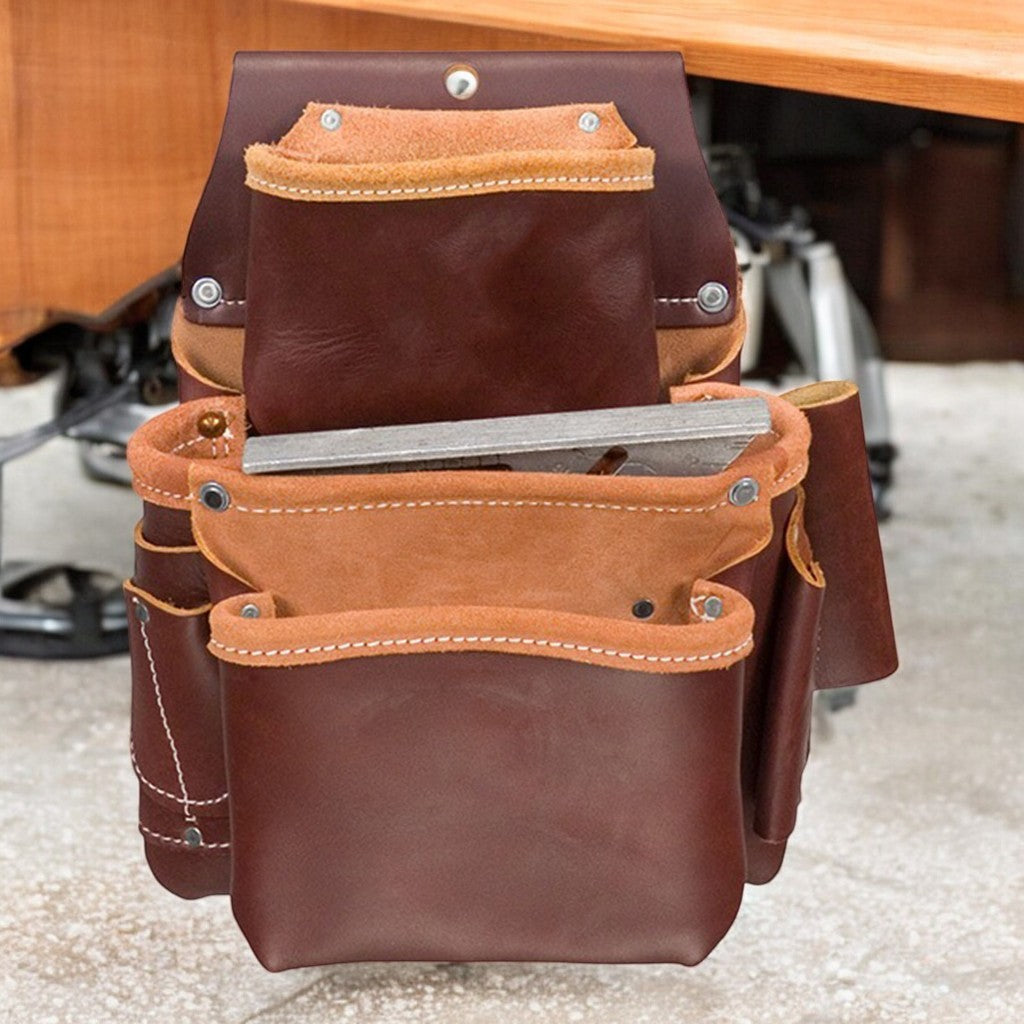 Leather Fastener 3 Pouch Bag