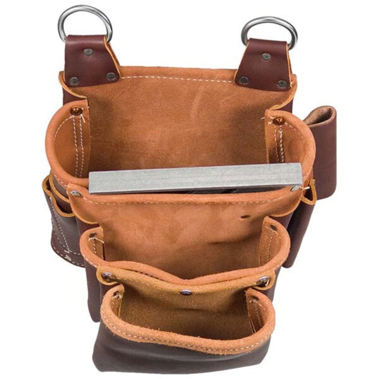 Beltless Leather Fastener Bag with 3 Pouches