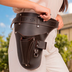 FloraFit Leather Garden Tool Belt with adjustable straps