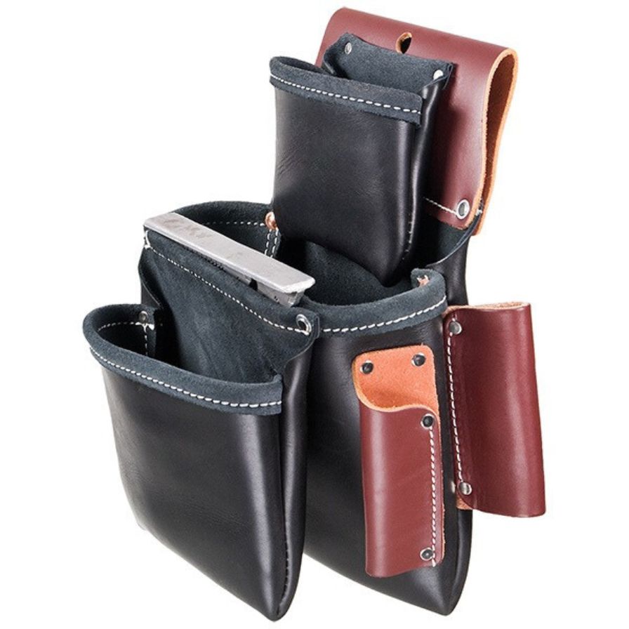 Leather Fastener 3 Pouch Bag