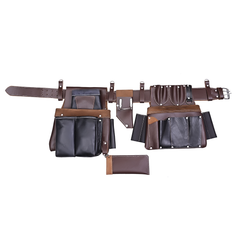 Leather electrician tool belt with pockets.