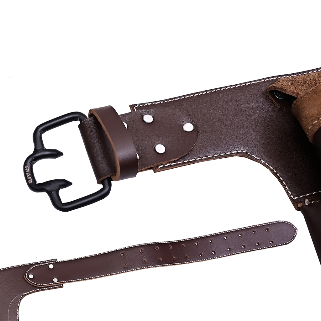 Adjustable leather tool belt for carpenters.