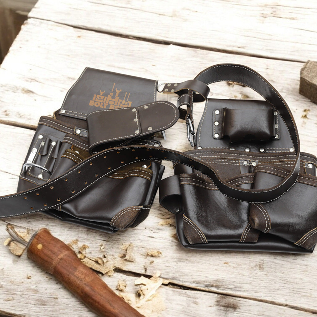 HardCore 10-Pockets Leather Work Belt for Construction